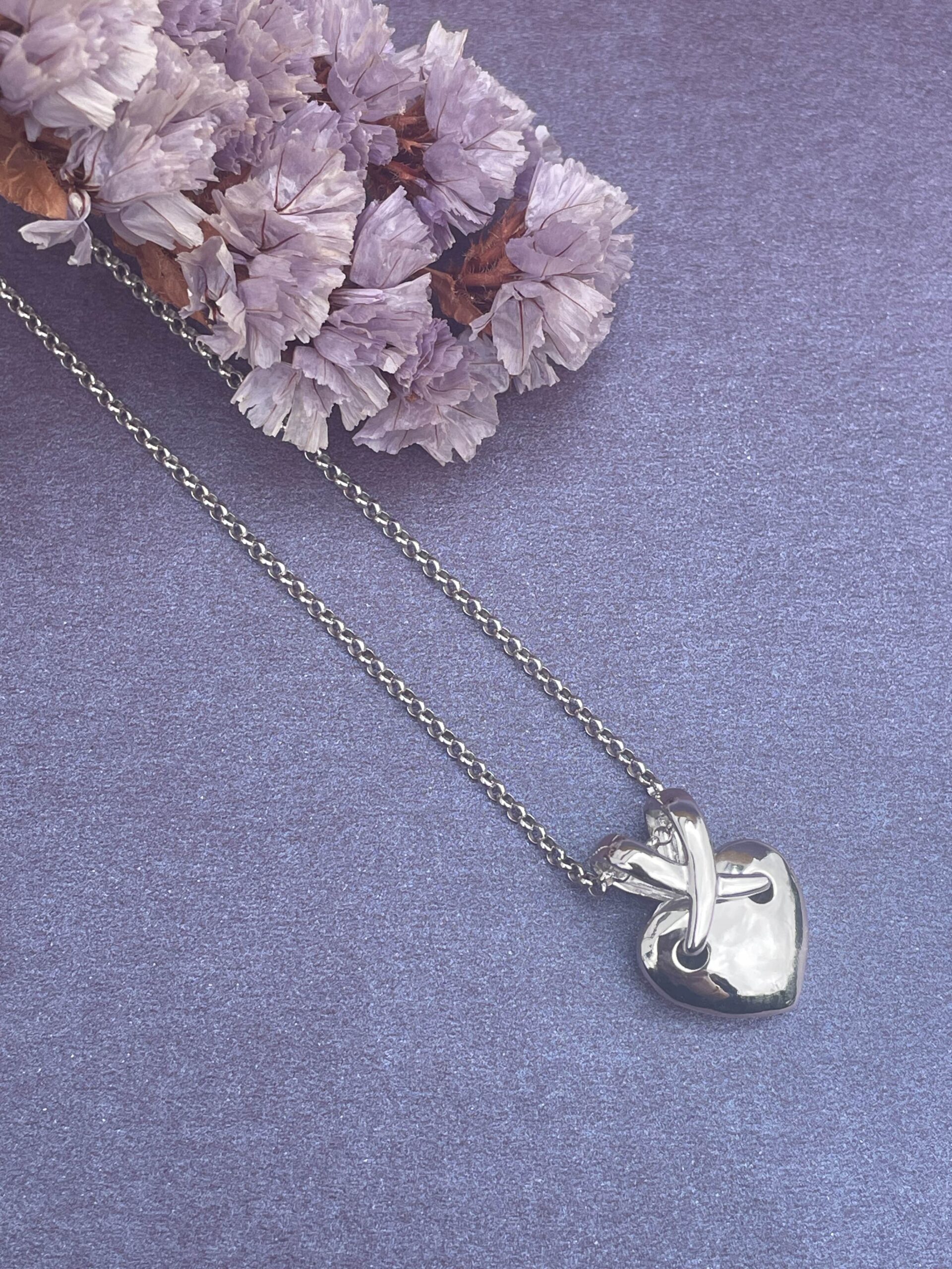 Pendentif coeur or blanc